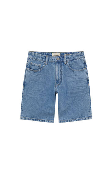 Basic standard fit denim Bermuda shorts