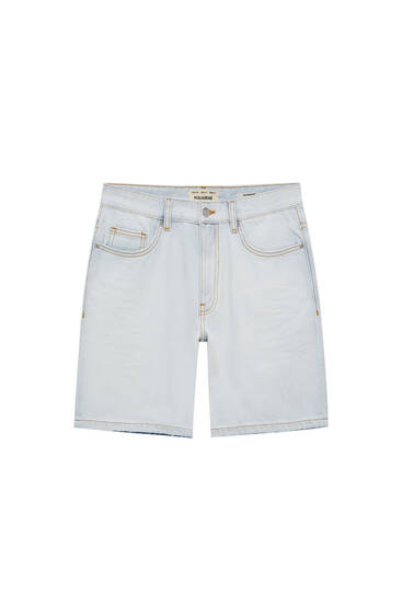 Basic standard-fit denim Bermuda shorts