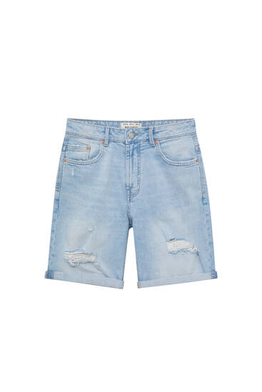 Slim Fit Denim Shorts for Men | Pull\u0026Bear
