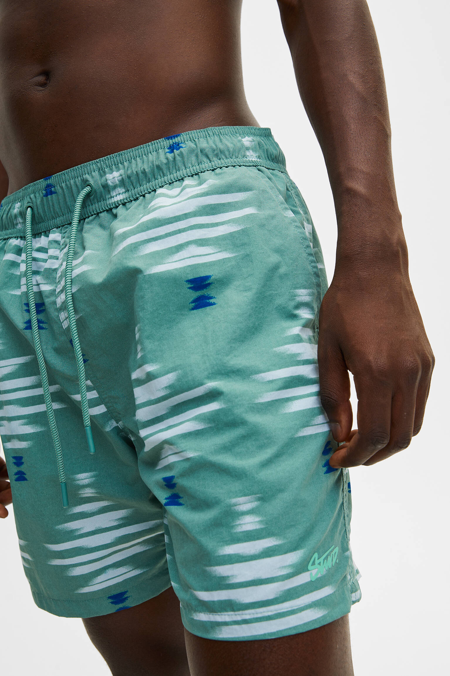 Pull & Bear - Uneven stripe print swim trunks