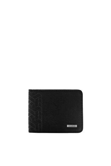 Μαύρο πορτοφόλι με γεωμετρική λεπτομέρεια