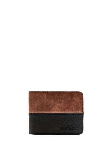 Πορτοφόλι με καφέ και μαύρο color block