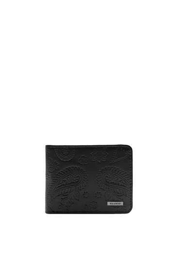 Μαύρο πορτοφόλι με φλοράλ φινίρισμα