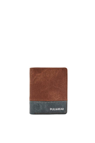 Grey panelled wallet with logo