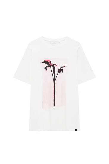T-shirt blanc fleur