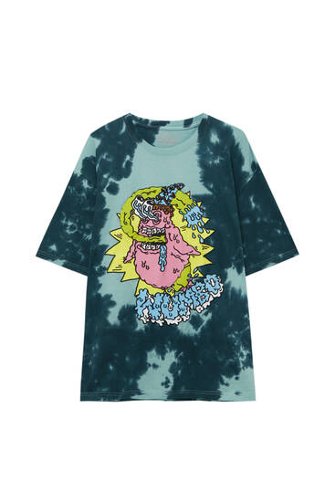 T-shirt met ‘Patrick'-print in tie-dye