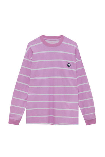 Striped T-shirt with peace symbol