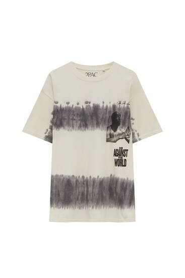 Tupac T-shirt with tie-dye details