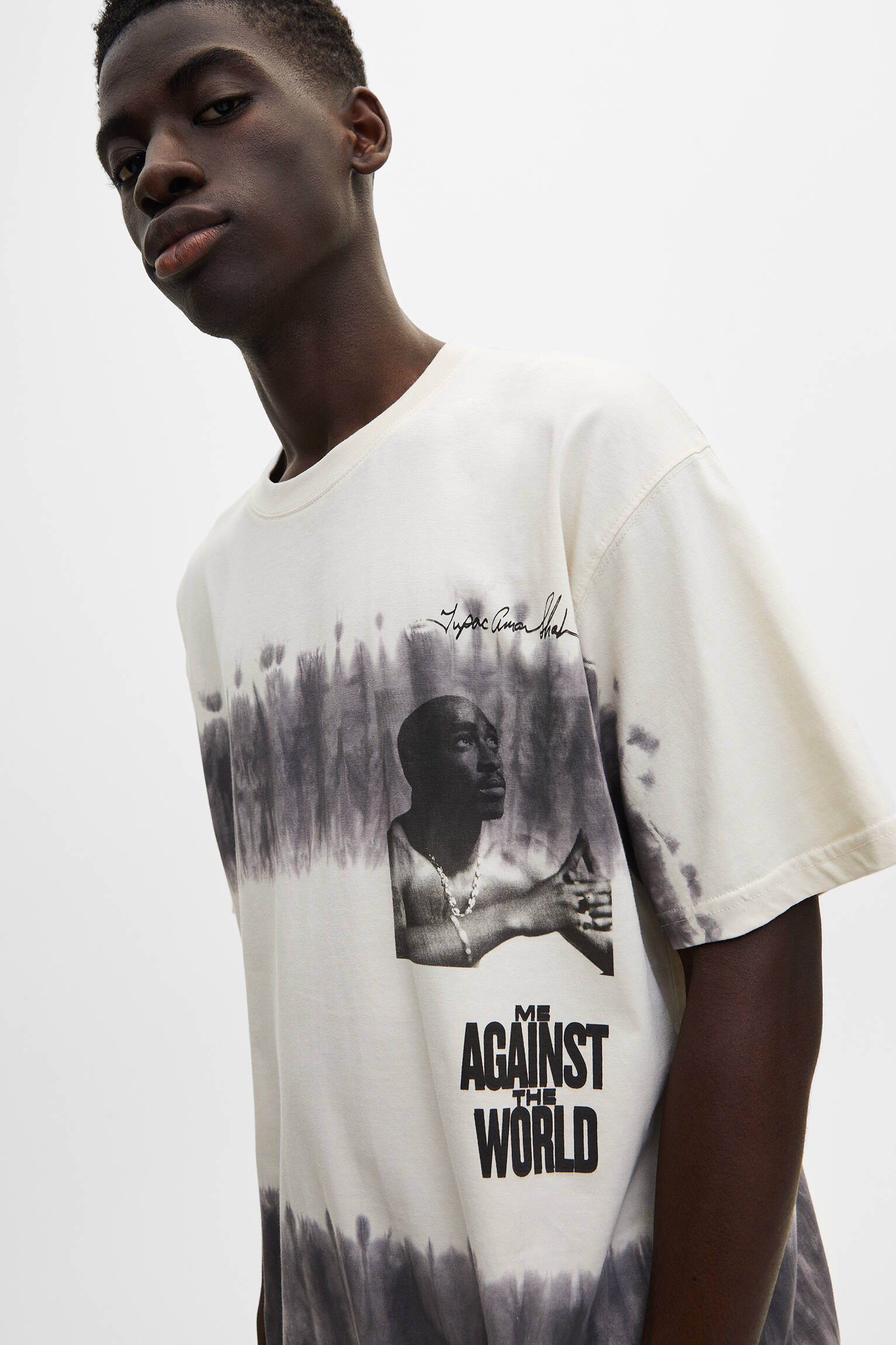 Pull & Bear - Tupac T-shirt with tie-dye details