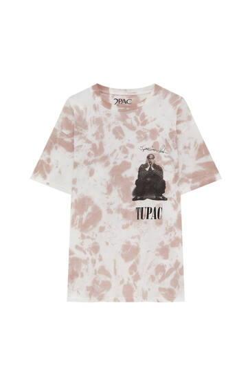 Tie-dye T-shirt with Tupac print