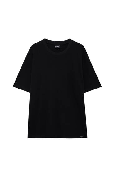 Βαμβακερή μαύρη μπλούζα basic