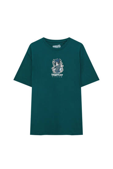 Green Naruto print T-shirt