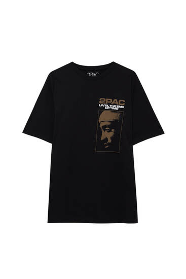 T-shirt noir imprimé Tupac