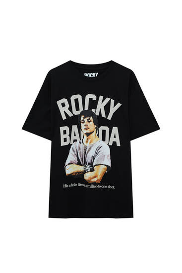 Tricou negru Rocky Balboa cu mânecă scurtă