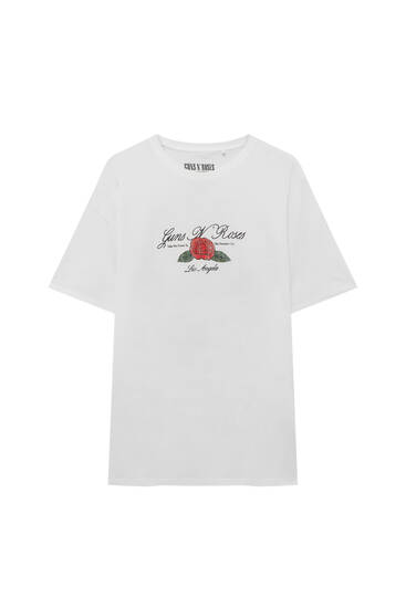 T-shirt Guns N’ Roses imprimé roses