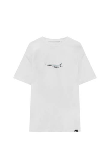 Plane print short sleeve T-shirt