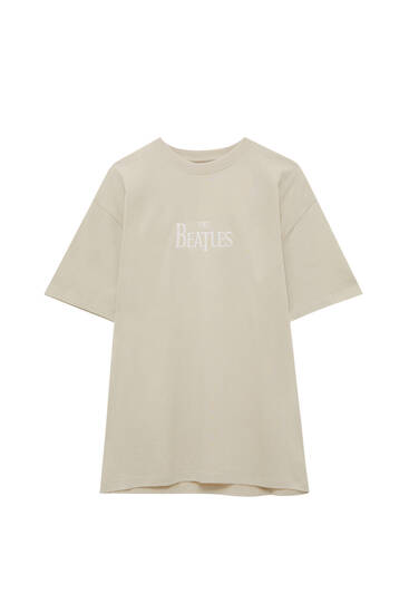 T-shirt met geborduurde tekstprint van The Beatles