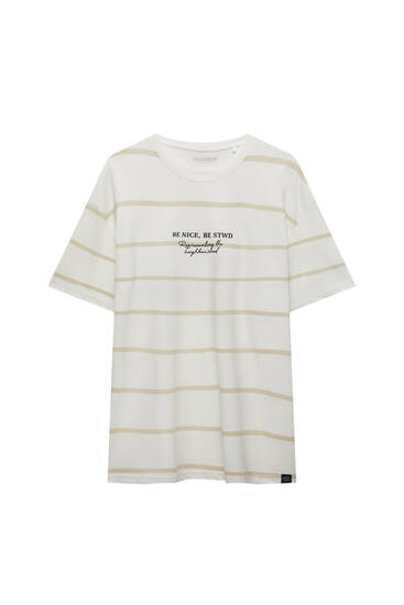 Striped T-shirt with slogan