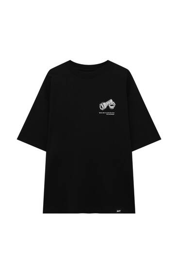 T-shirt noir motif vis