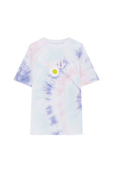 Tie-dye T-shirt met Smiley®-print