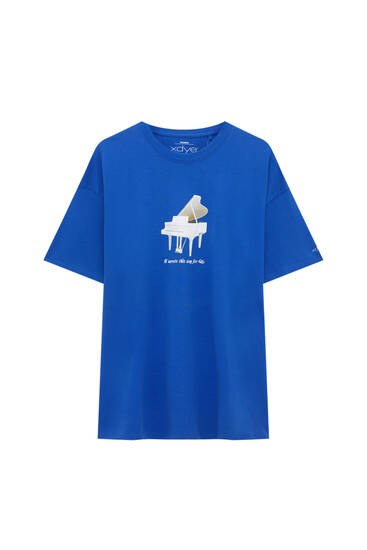 Short sleeve XDYE T-shirt with piano