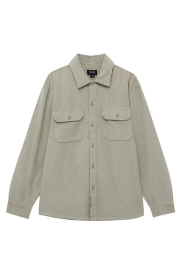 Corduroy shirt with front flap pockets