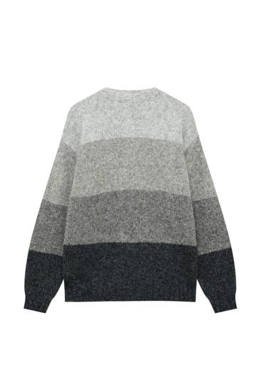 Sivý pruhovaný pletený sveter