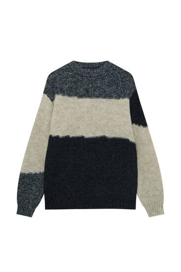 Colour block knit sweater