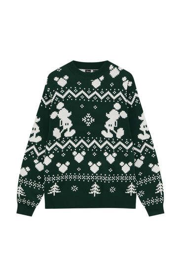 Green Mickey Mouse Christmas sweater