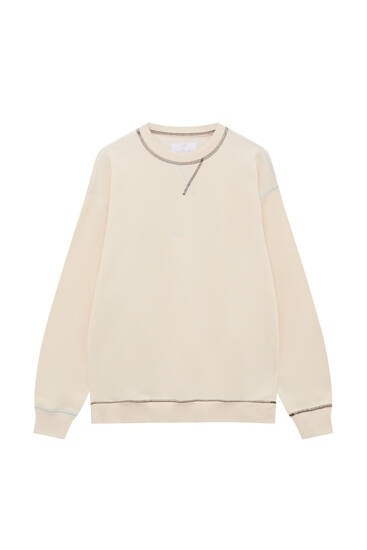 Crew neck sweatshirt with overlock 