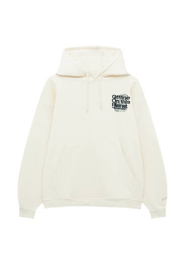 White hoodie with embroidered detail