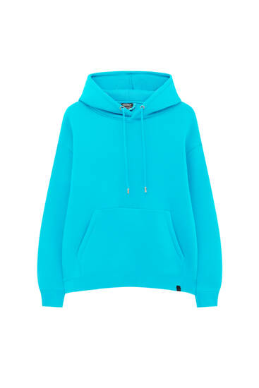 Basic renkli kapüşonlu sweatshirt