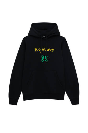 Bob Marley baskılı kapüşonlu sweatshirt