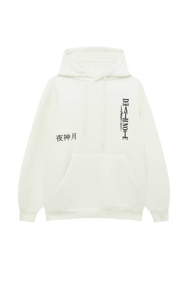 Death Note baskılı kapüşonlu sweatshirt