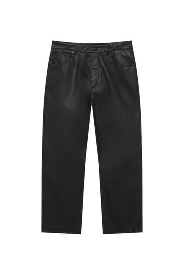 Black faux leather trousers