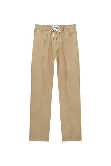 Basic jogging trousers with seam and elastic waist