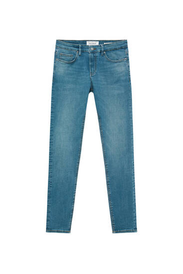 Zeleno modré super skinny džínsy