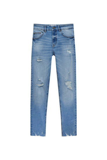 Jeans super skinny fit detalle rotos