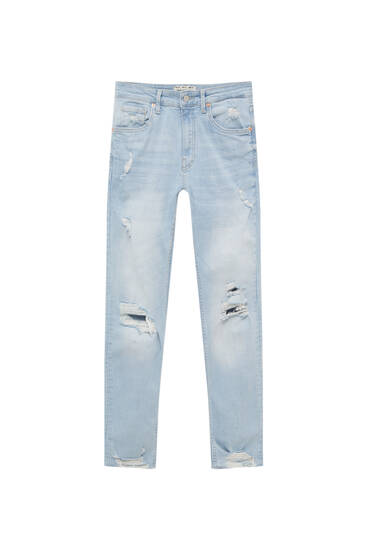 Basic-Skinny-Jeans mit Rissen
