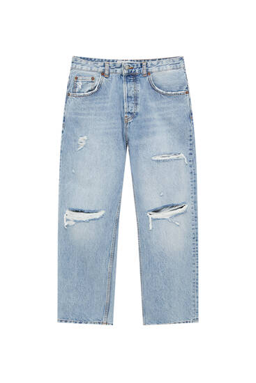 Straight-Jeans im Vintage-Fit mit Zierrissen