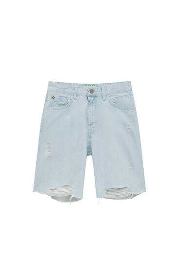 Straight-fit denim Bermuda shorts 