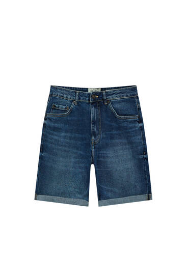 Basic slim denim Bermuda shorts