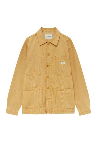 Džinsa jaka ar dzeltenām svītrām
