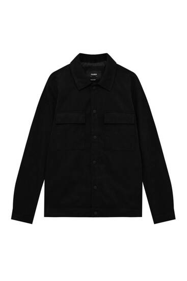 Lightweight faux suede overshirt