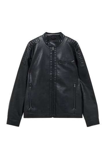 Basic black faux leather jacket