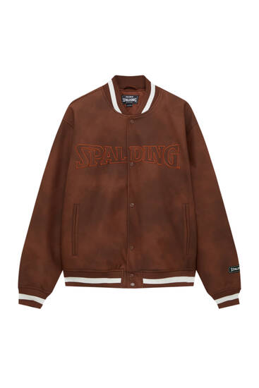 Faux leather Spalding bomber jacket