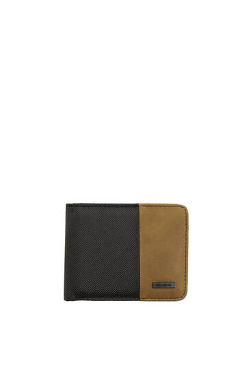 Black wallet with panel and logo