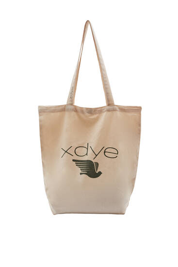 Xdye fabric tote bag with lettering