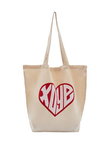 Xdye fabric tote bag with heart
