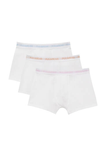 Pack of 3 white logo boxers